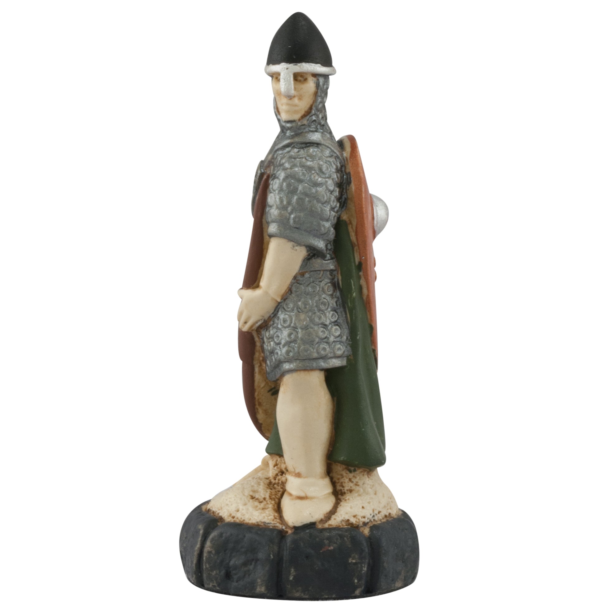 A handmade chess piece depicting an important figure from the Battle of Hastings.
