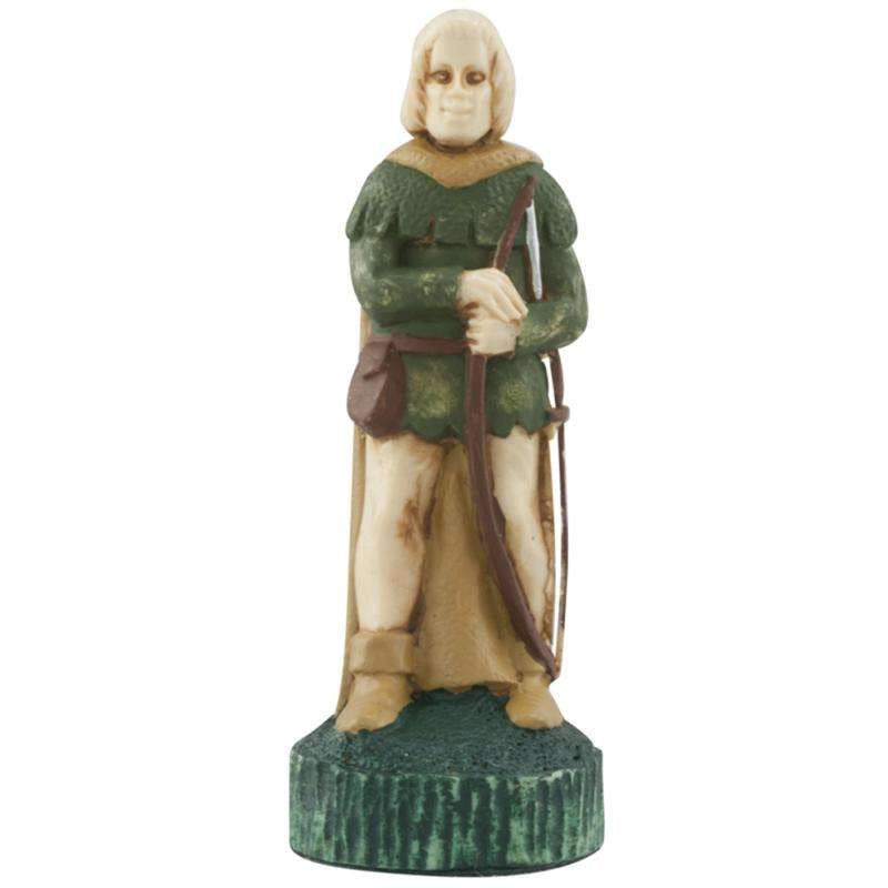 Hand painted themed Pawn chess piece depicting one of Robin Hood's merry men.