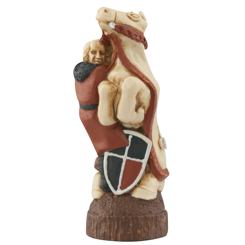 Hand painted themed Knight chess piece depicting Sir Guy of Gisborne, a hired killer who attempted to kill Robin Hood.