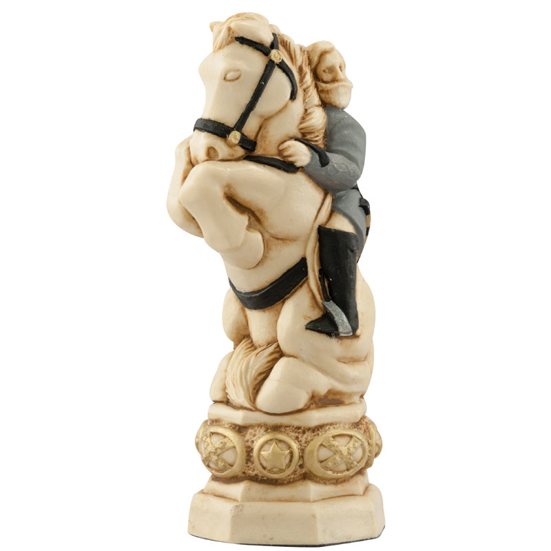 A handmade chess piece inspired by important characters from the American Civil War.