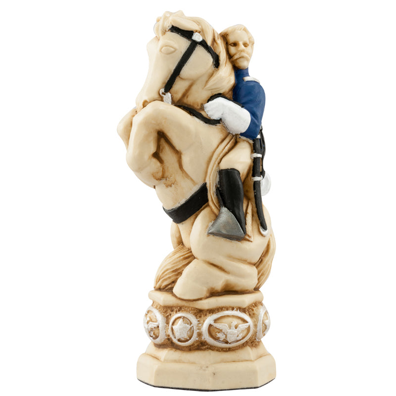 A handmade chess piece inspired by important characters from the American Civil War.