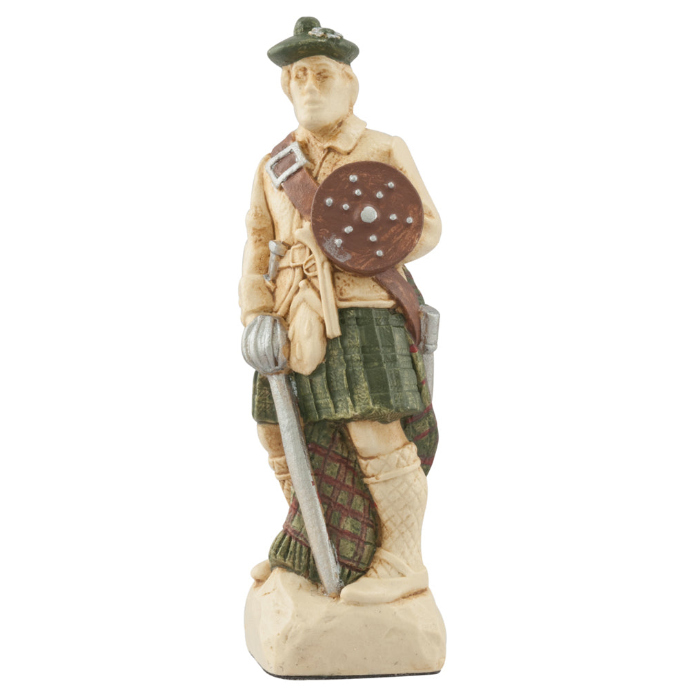 A handmade chess piece featuring an important figure from The Battle of Culloden.