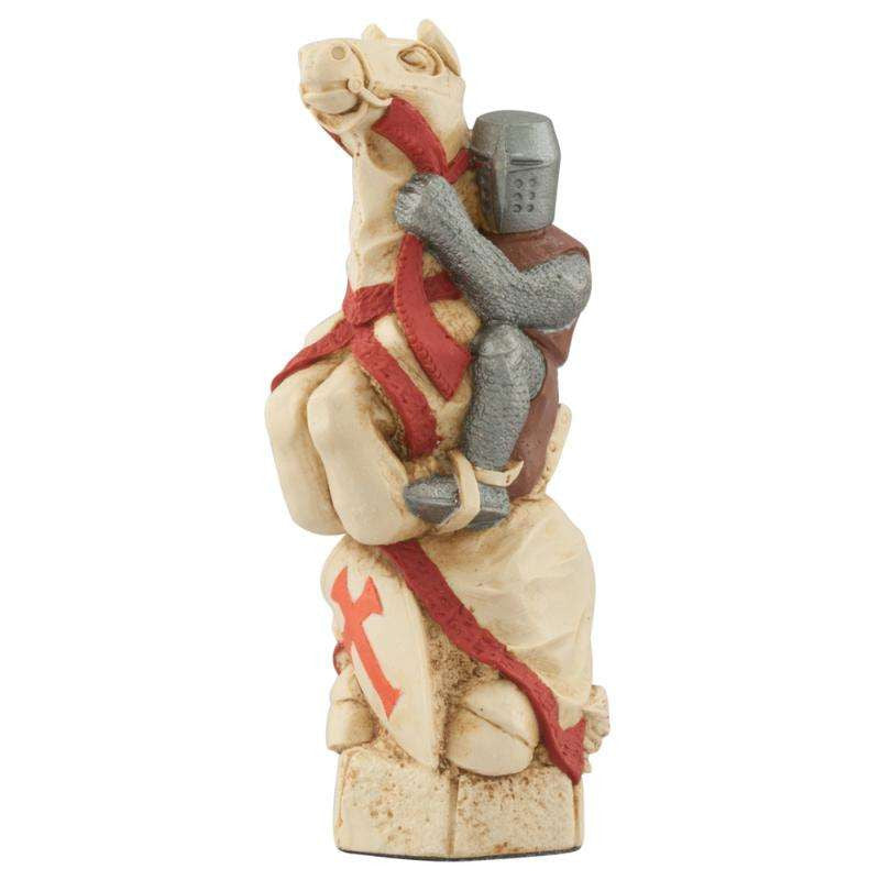 A handmade chess piece depicting a Tuetonic Knight from The Crusades.

There were many Christian Knights who fought in the various Crusades, although sometimes the differing group of Knights would fight amongst themselves causing disunity. The Knights of the Temple, The Knights of the Order of St John of Jerusalem and the Teutonic Knights were all famous orders, whose original purpose was to protect pilgrims on their travels to and from the Holy Land.