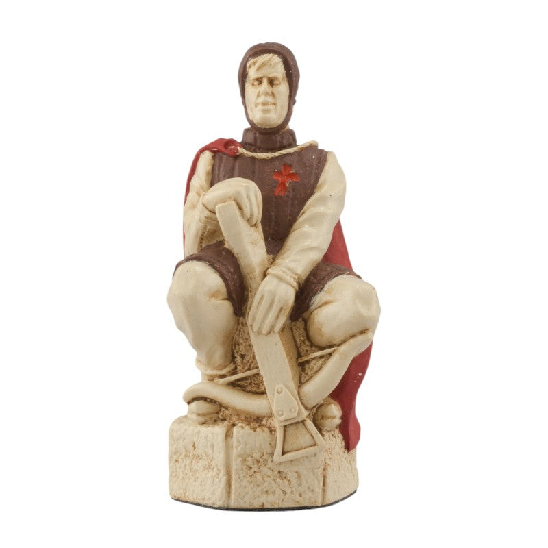 A handmade chess piece depicting a Christian Crossbow archer from the Crusades.

Probably Italian, used by Richard I in the Third Crusade. Lightly clad and un-armoured, he wears a padded gambeson or tunic for protection.