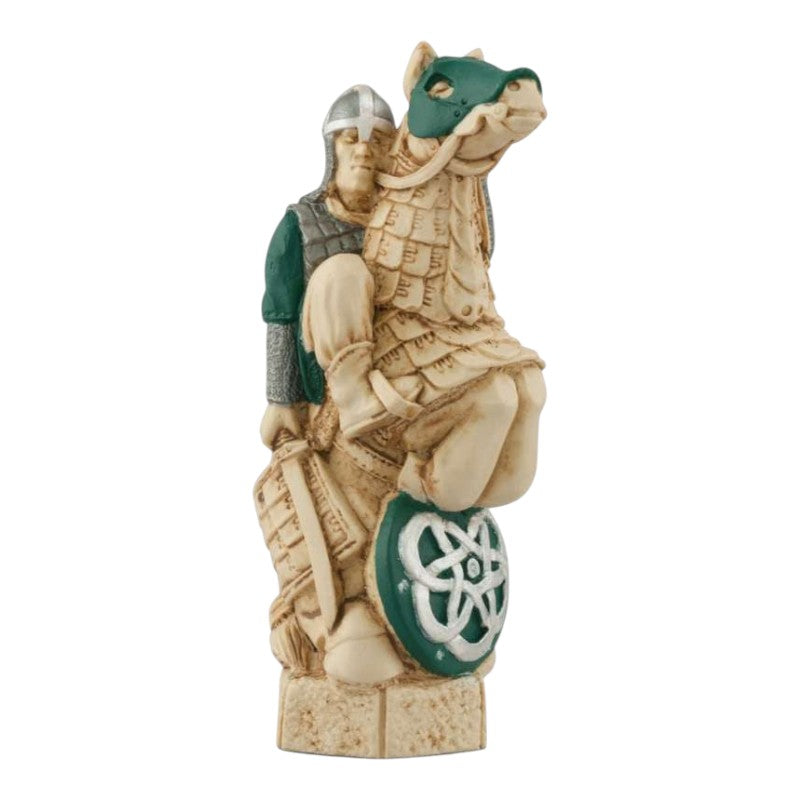 A handmade chess piece depicting a Member of the Mameluk Calvalry from The Crusades. 

Most of the Muslim soldiers were accompanied on campaigns by a large camel caravan, these animals being well suited to the hot desert conditions. However, for fighting purposes, horses were used.
