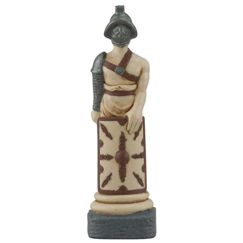 Hand painted themed Pawn chess piece Depicting a Mirmillo Gladiator.