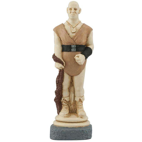 Hand painted themed Bishop chess piece Depicting a Gladiator Trainer holding net of Retiarus.