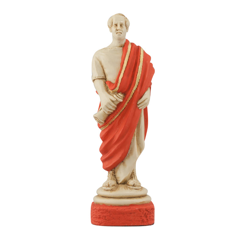 Hand painted themed Bishop chess piece Depicting a Roman Senator with a papyrus scroll.