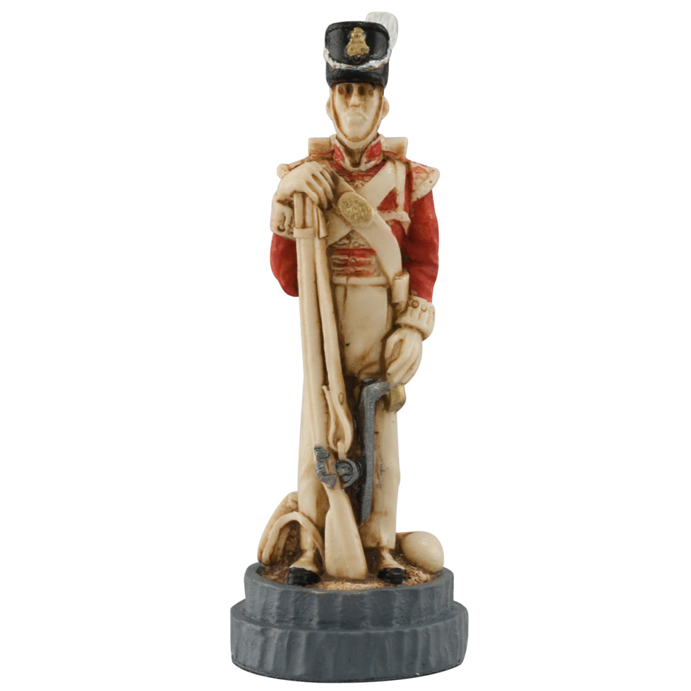 A handmade chess piece depicting an important figure from the Battle of Waterloo.