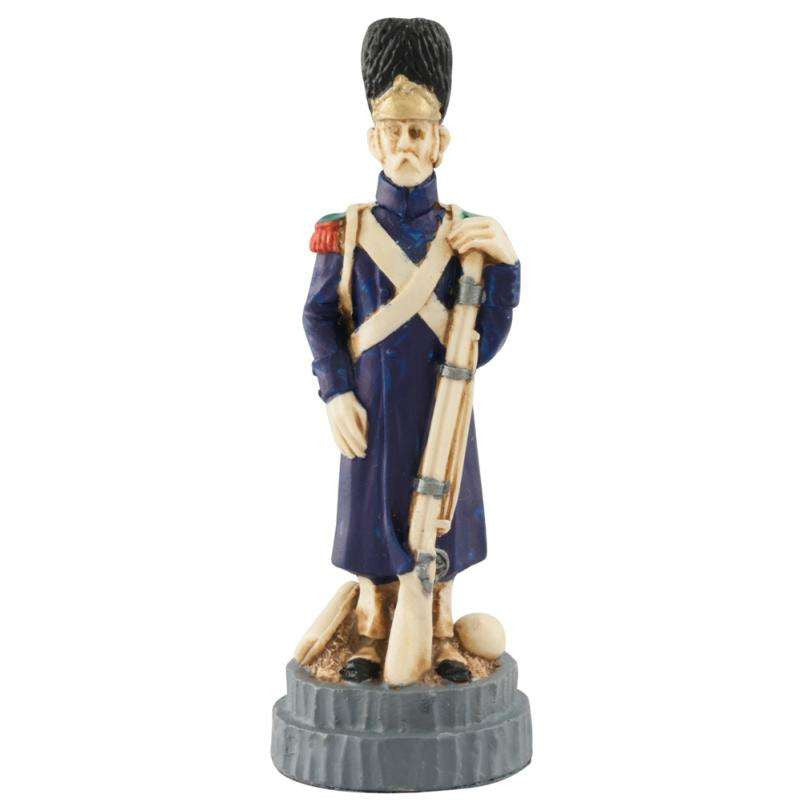 A handmade chess piece depicting an important figure from the Battle of Waterloo.