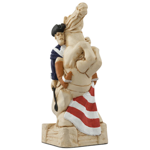 A handmade chess piece depicting an important figure from the American Revolutionary War.