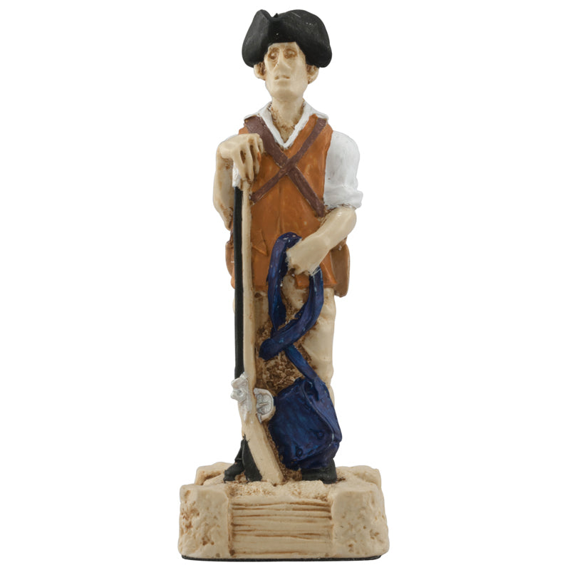 A handmade chess piece depicting an important figure from the American Revolutionary War.