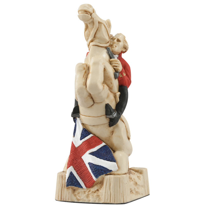 A handmade chess piece depicting an important figure from the American Revolutionary War.
