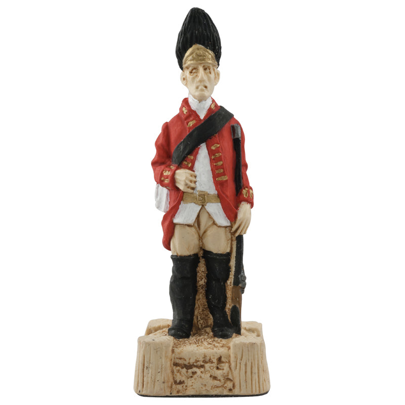 A handmade chess piece depicting an important figure from the American Revolutionary War.