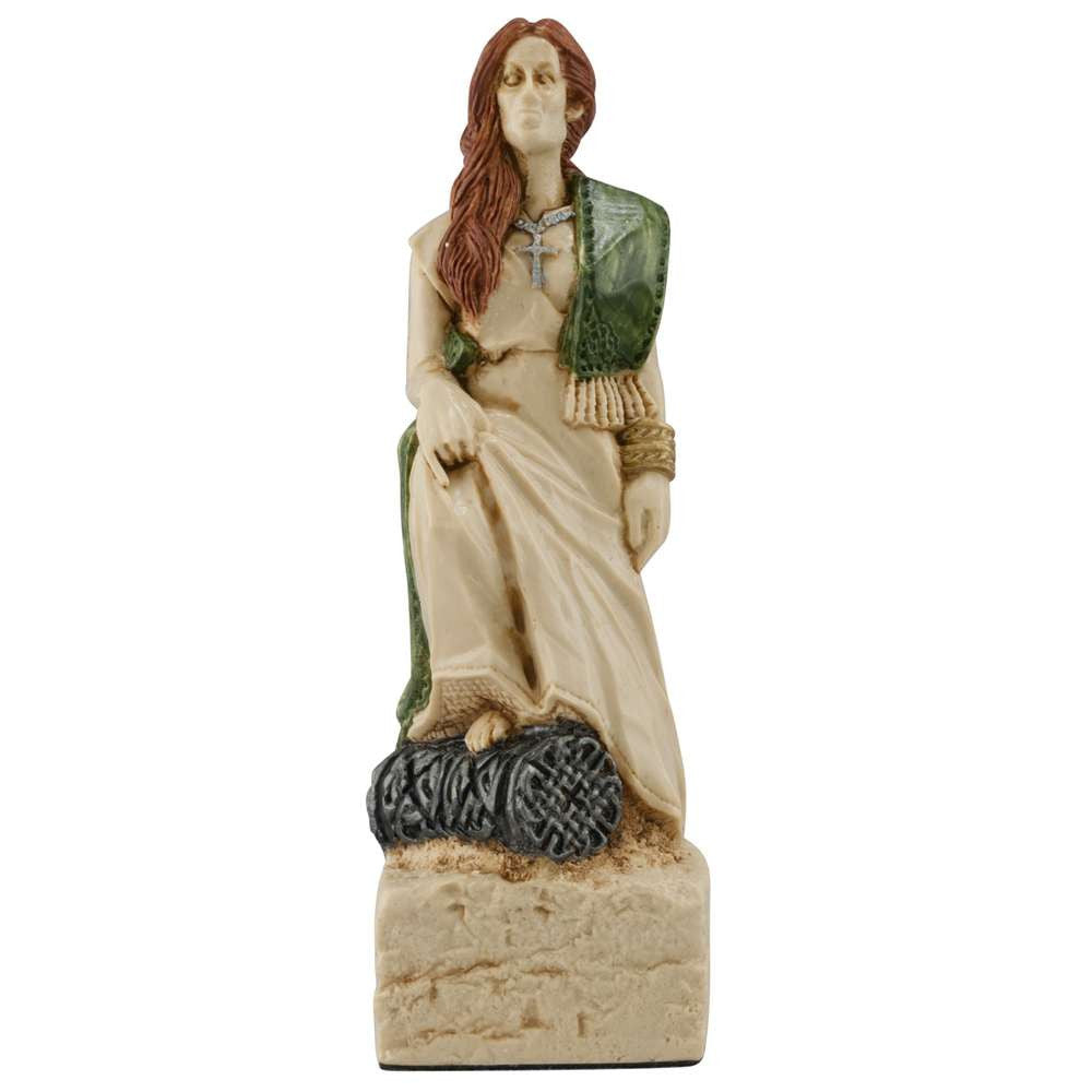 A handmade chess piece featuring a Gormlaith, King Brian Boru's Wife.