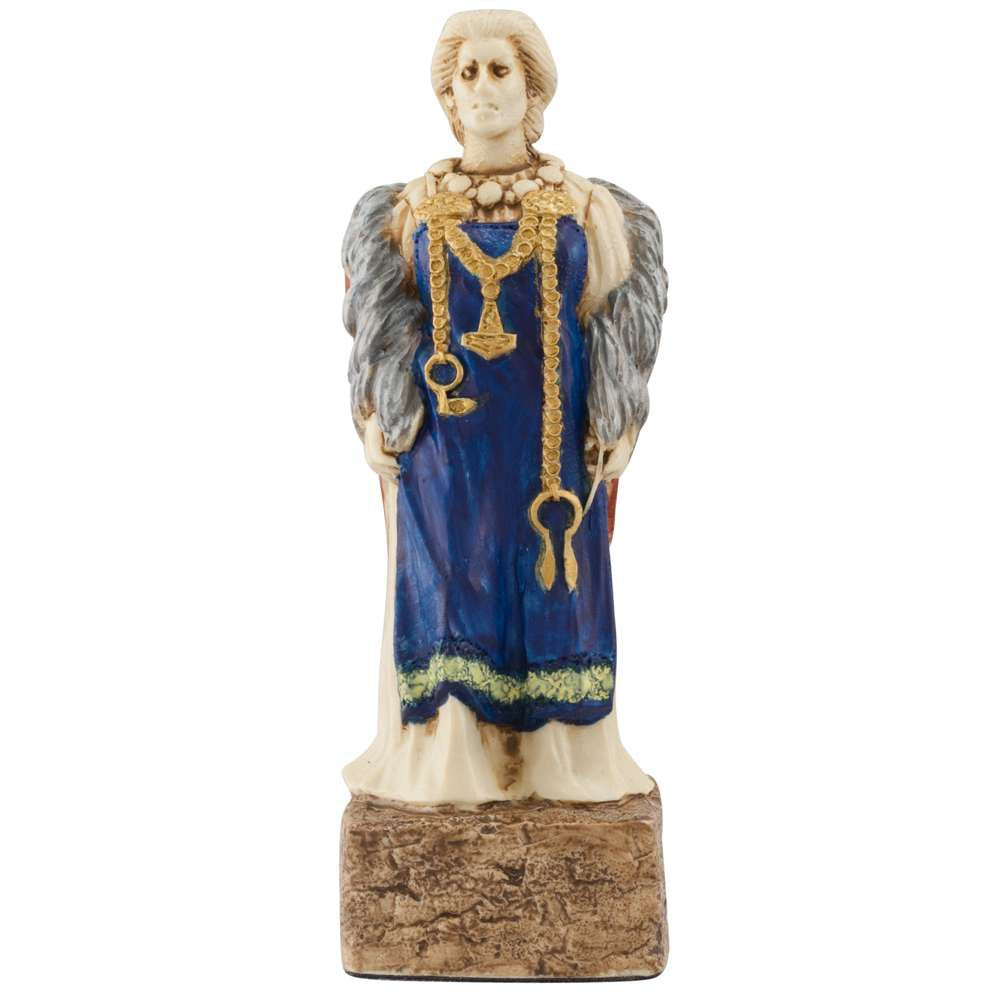 A handmade chess piece featuring a Viking Noblewoman.