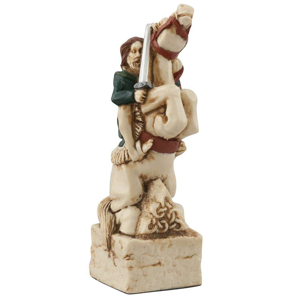 A handmade chess piece featuring Duncan O' Hartugan, from The Battle of Clontarf.