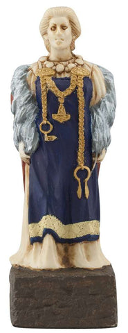 A handmade chess piece featuring a Viking Noblewoman.