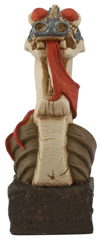 A handmade chess piece featuring a Viking Longship.