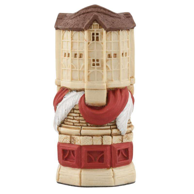 Hand painted themed Rook chess piece depicting the Globe Theatre itself, where many of Shakespeare's plays were performed.