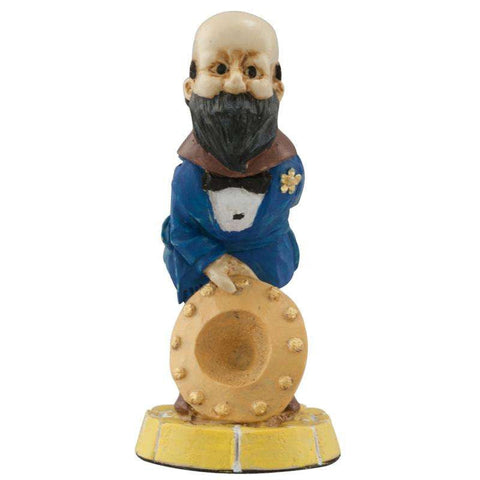 Hand painted themed Pawn chess piece Depicting a Munchkin from the Wonderful Wizard of Oz, tipping his hat playfully.