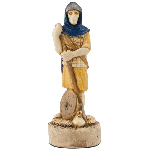 A handmade chess piece depicting an important figure from the Battle of Bannockburn.