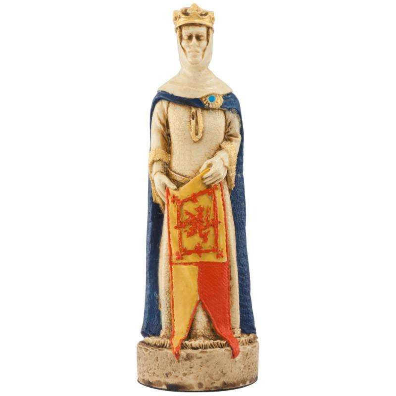 A handmade chess piece depicting an important figure from the Battle of Bannockburn.