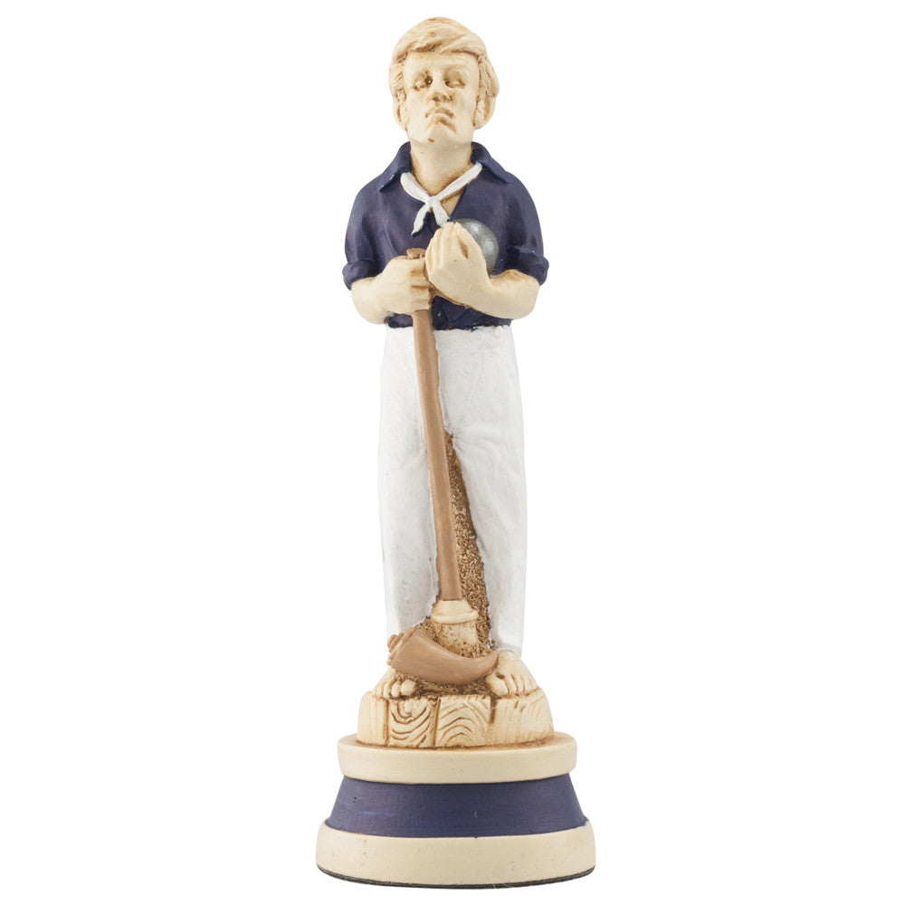 A handmade, painted chess piece depicting an important figure from the Battle of Trafalgar.