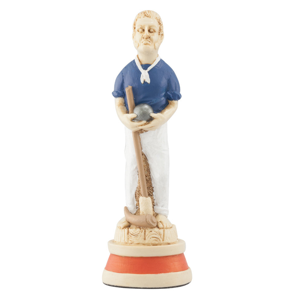A handmade, painted chess piece depicting an important figure from the Battle of Trafalgar.