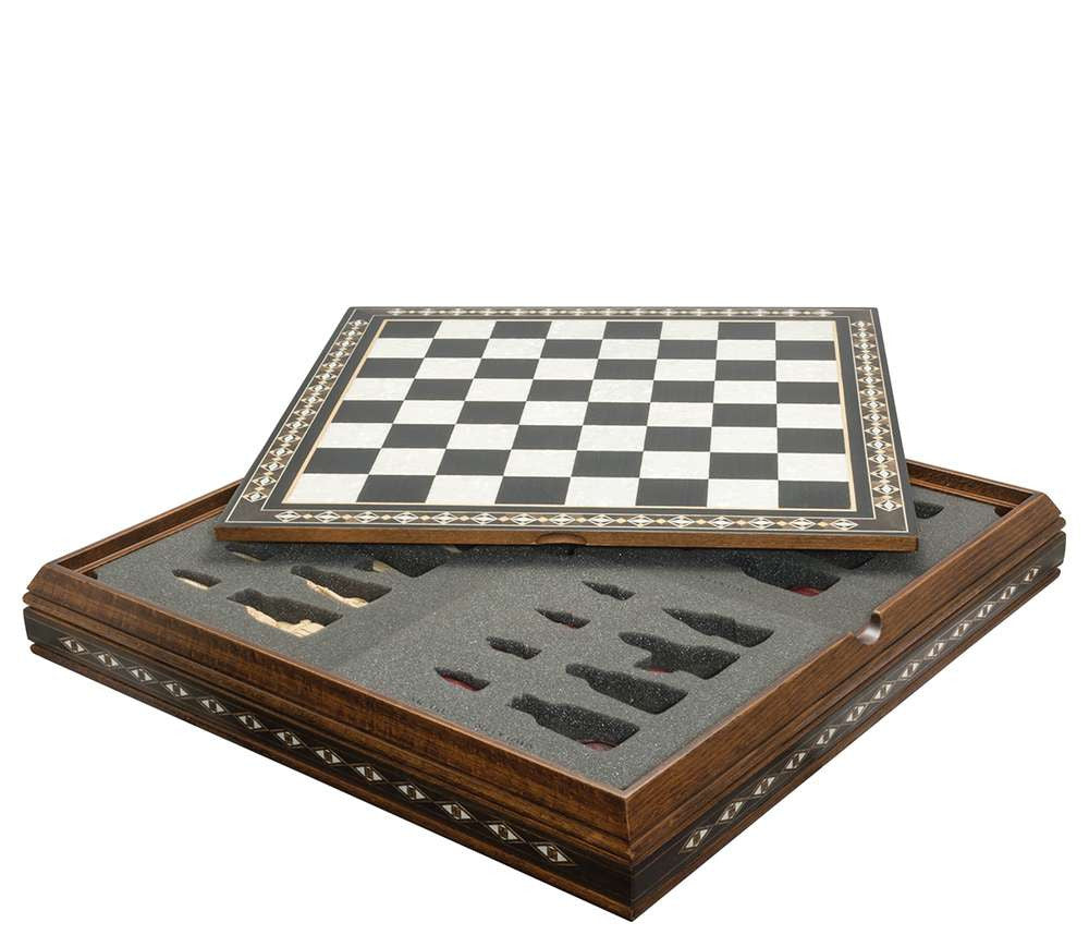 Chess Board With Case - Black & Eco Mother Of Pearl - TimeLine Gifts