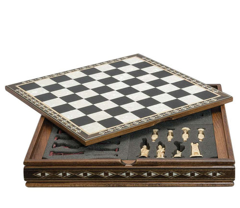 Mini Chess Board With Case - Black & Eco Mother Of Pearl - TimeLine Gifts