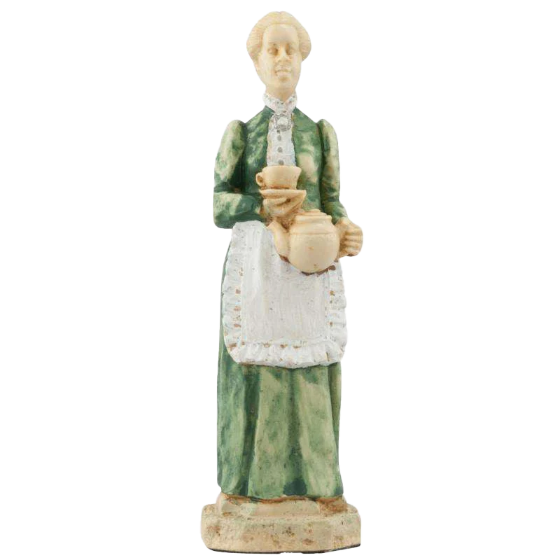 Hand painted themed Queen chess piece depicting Mrs Hudson, landlady and housekeeper for Sherlock Holmes and Doctor Watson.