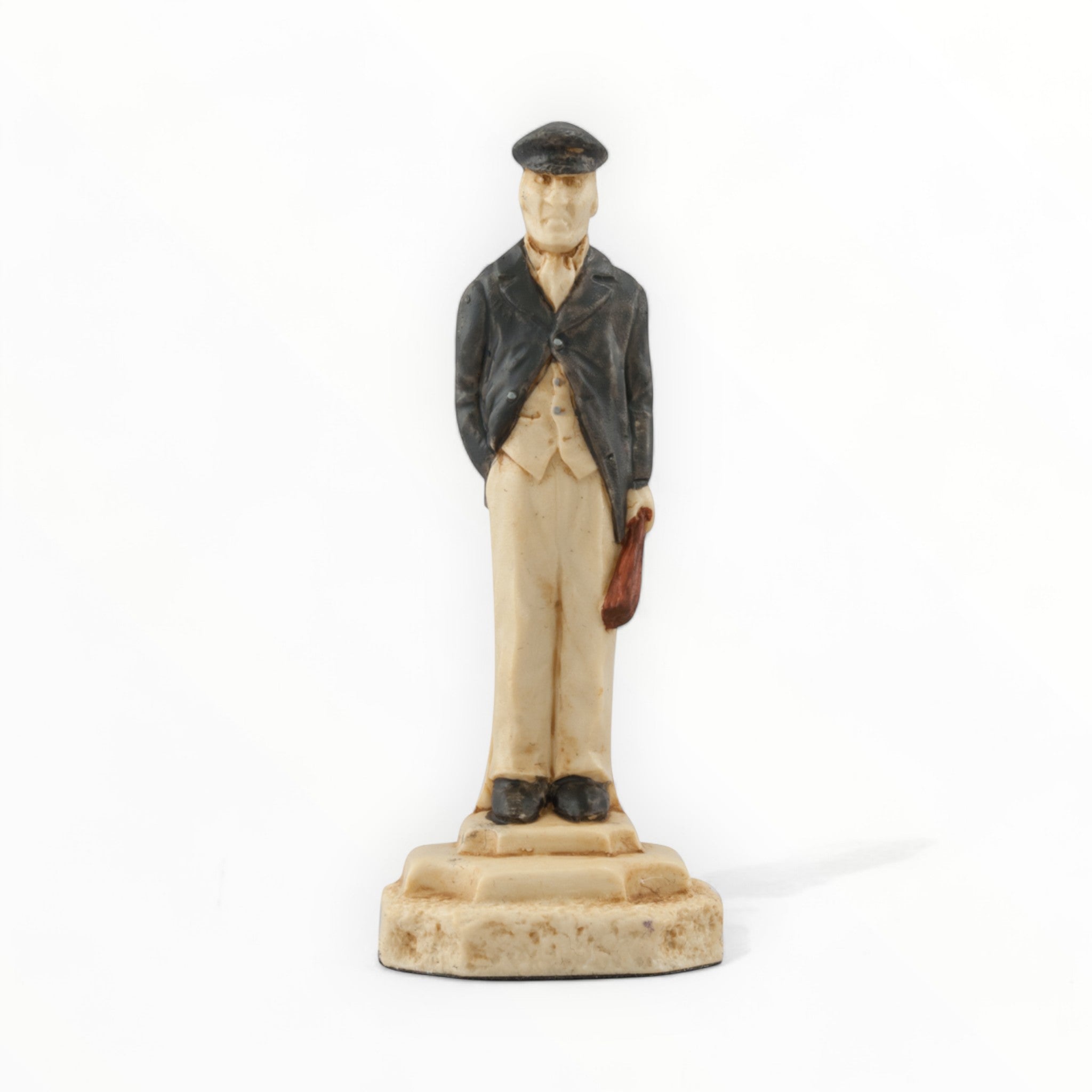 A hand painted chess piece depicting a henchman from The stories of Sherlock Holmes.