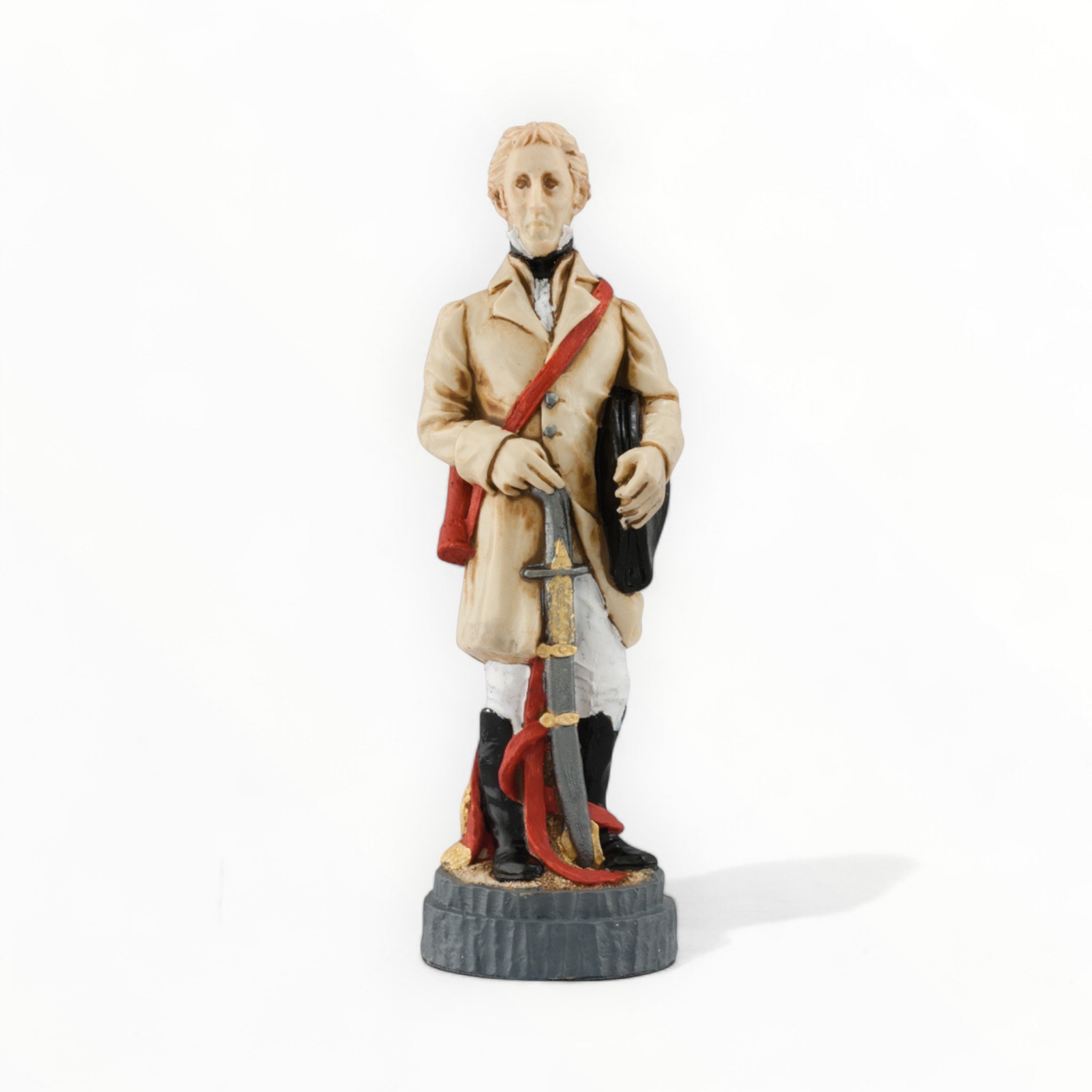 A hand painted chess piece depicting The First Duke of Wellington from The Battle of Waterloo.